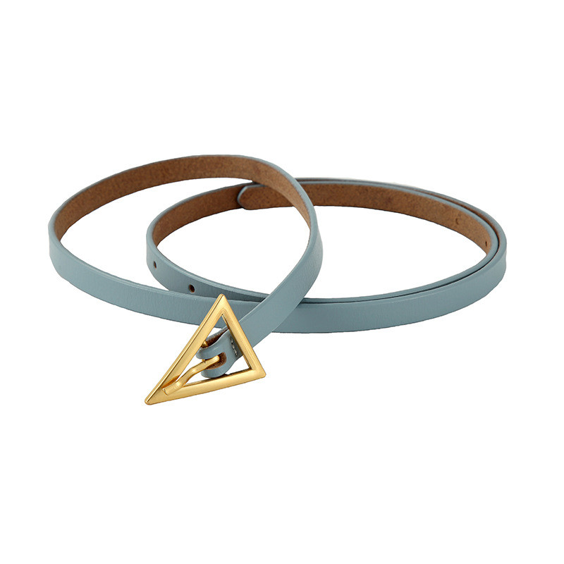 Zinc Alloy Buckle Leather Belt Slim Triangle 130cm Ladies Multicolor