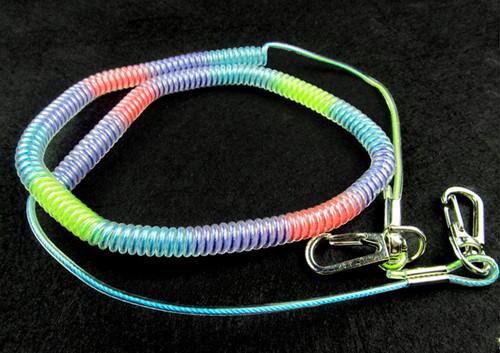 Buy cheap Flexible coil lanyard wire core spiral cord fishing tool item holder rainbow color spring from wholesalers