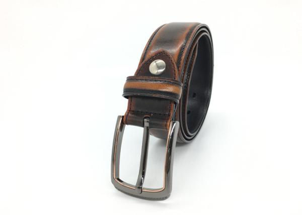 Buy cheap Brown Color Men Genuine Leather Dress Belt , Handmade 100% Cow Leather Strap from wholesalers