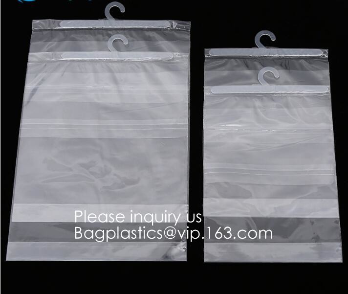 Custom Logo Printing EVA Garment Underwear Clothes Packaging Transparent Button Pvc Soft Plastic Hanger Hook Bag Package