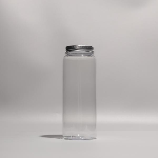 Round PET Plastic Bottles BPA Free Takeaway Juice Bottles With Aluminum Caps Or