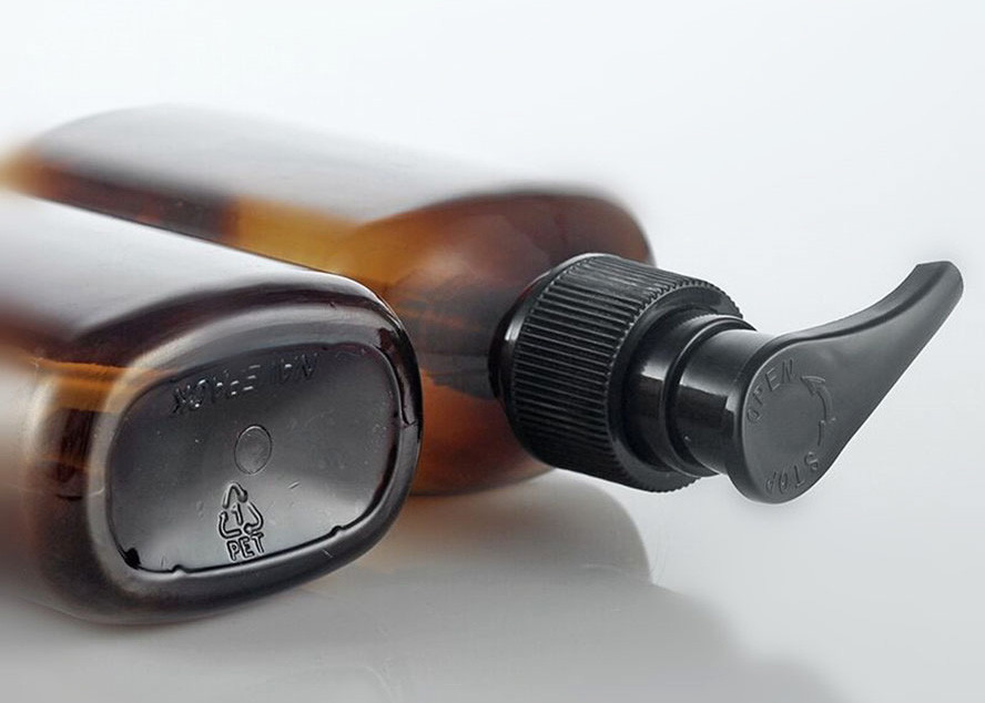 Brown 125ml Amber Square Pet Bottle With Cleanser Pump