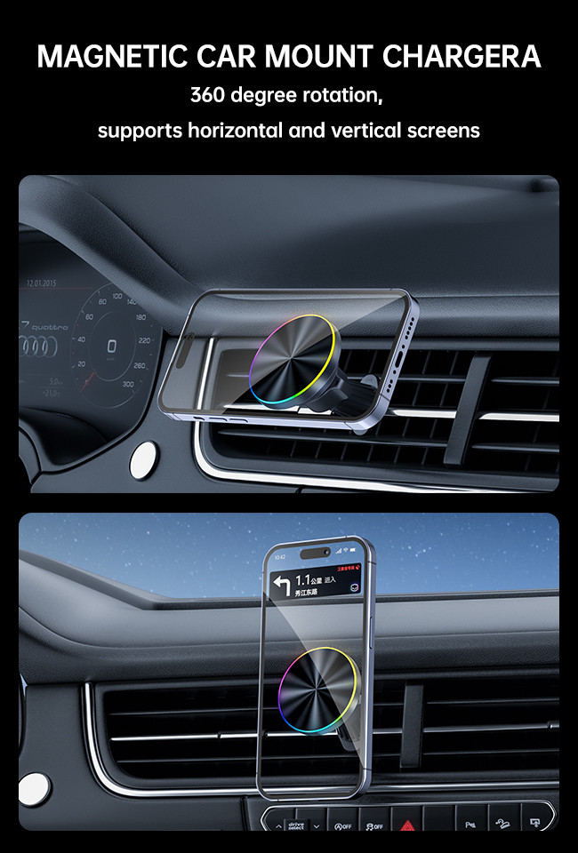 Customizable Cell Phone Magnetic Holder Automotive With Light Shut Off Function