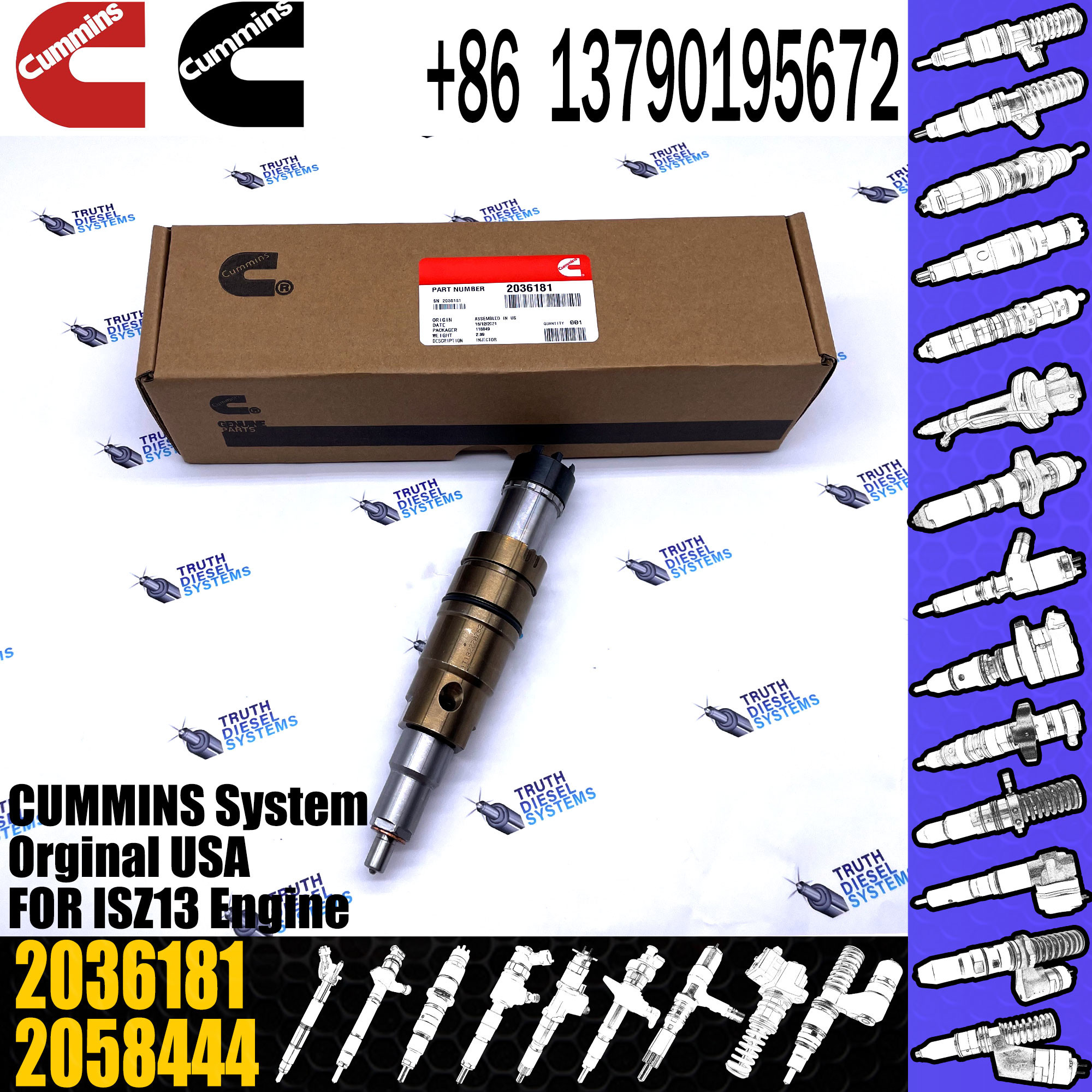 ISZ13 Engine Common Rail Injector 2031835 1933612 2036181