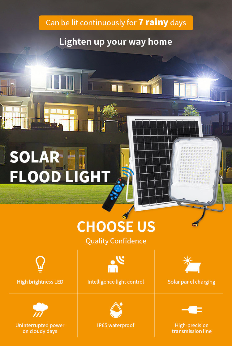 100 Watt Solar Outdoor Flood Lights Garden Integrated Sensor Automatic Dusk Till Dawn