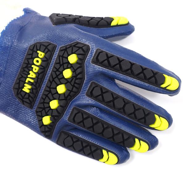 Buy cheap Industrial Chemical Resistant Work Gloves Impact Protection Blue Nitrile Gloves OEM ODM from wholesalers