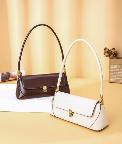 Quality Women White Baguette Shape PU Leather Clutch Bag Pouch Handbag for sale