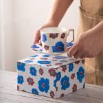 200ml Floral Latte Cappuccino Ceramic Cup Porcelain Coffee Tea Mug And Saucer