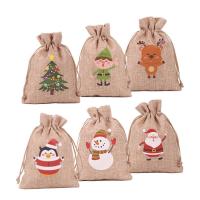 Buy cheap Personalised Christmas Small Gift Burlap Drawstring Pouch Jute Bags product