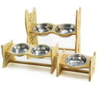 Buy cheap 23.8cm BV Adjustable Raised Dog Bowls Bamboo Stand Sloped product