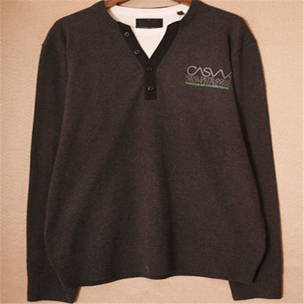 100% Cotton V Neck Sweatshirt Mens Two Color Sample Free