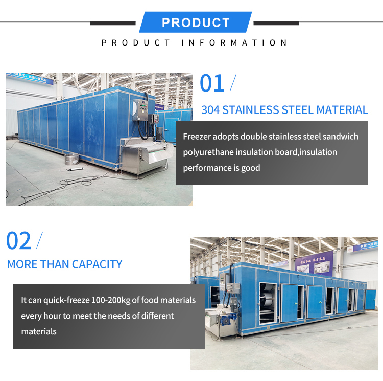Frozen Vegetables Processing Line Belt IQF Freezer With Stainless Steel 304 1000kg/H