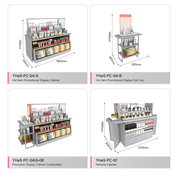 Retail Store Gray Wooden Cashier Desk Skincare Shop Checkout Counter With Lightbox For Cosmetic Shop Design