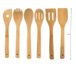Non Stick Bamboo Kitchen Supplies Bamboo Wood Utensils 6 Pieces Set