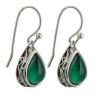 Buy cheap Sterling Silver Pear Shape Green Agate Dangle Drop Earrings (E12282GREEN ) from wholesalers
