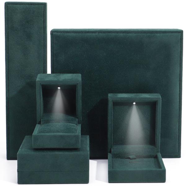 Buy cheap Dark Green Soft Touch Velvet Luxury Jewelry Packaging Box with Shining LED Light from wholesalers