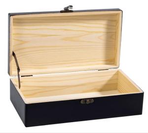 Wholesale Rectangle Black Wooden Storage Box With Hinged Lid 9.7x5.5x2.7Inch from china suppliers