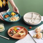 Reusable 3-Compartment Dinner Plate BPA-Free Microwave Dishwasher Safe Wheat
