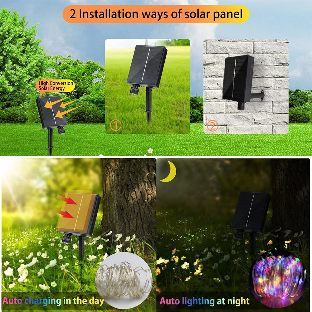 Leather Solar String Light Christmas Decoration Lights 100 LED Outdoor Lighting
