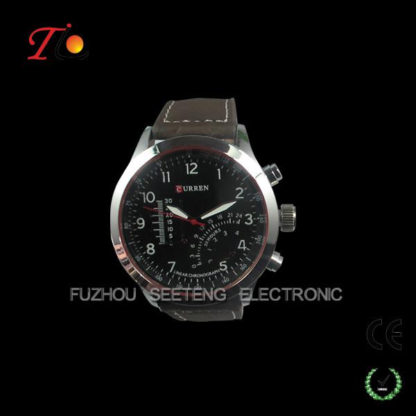 Buy cheap Hot sell luxury men curren watches for men with leather band and three bars from wholesalers