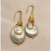 Buy cheap New Pearl Studs Hoop Earrings for Women Gold Color Crystal Beaded Drop Earring product