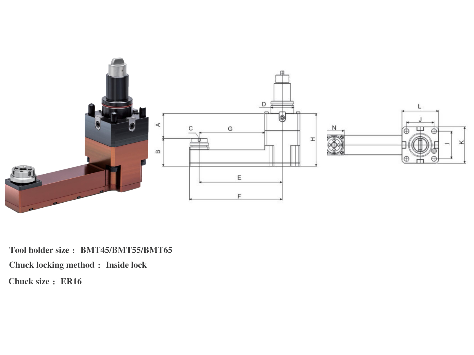 High Performance Driven Tool Holder Increased Productivity BMT55 90 Degree