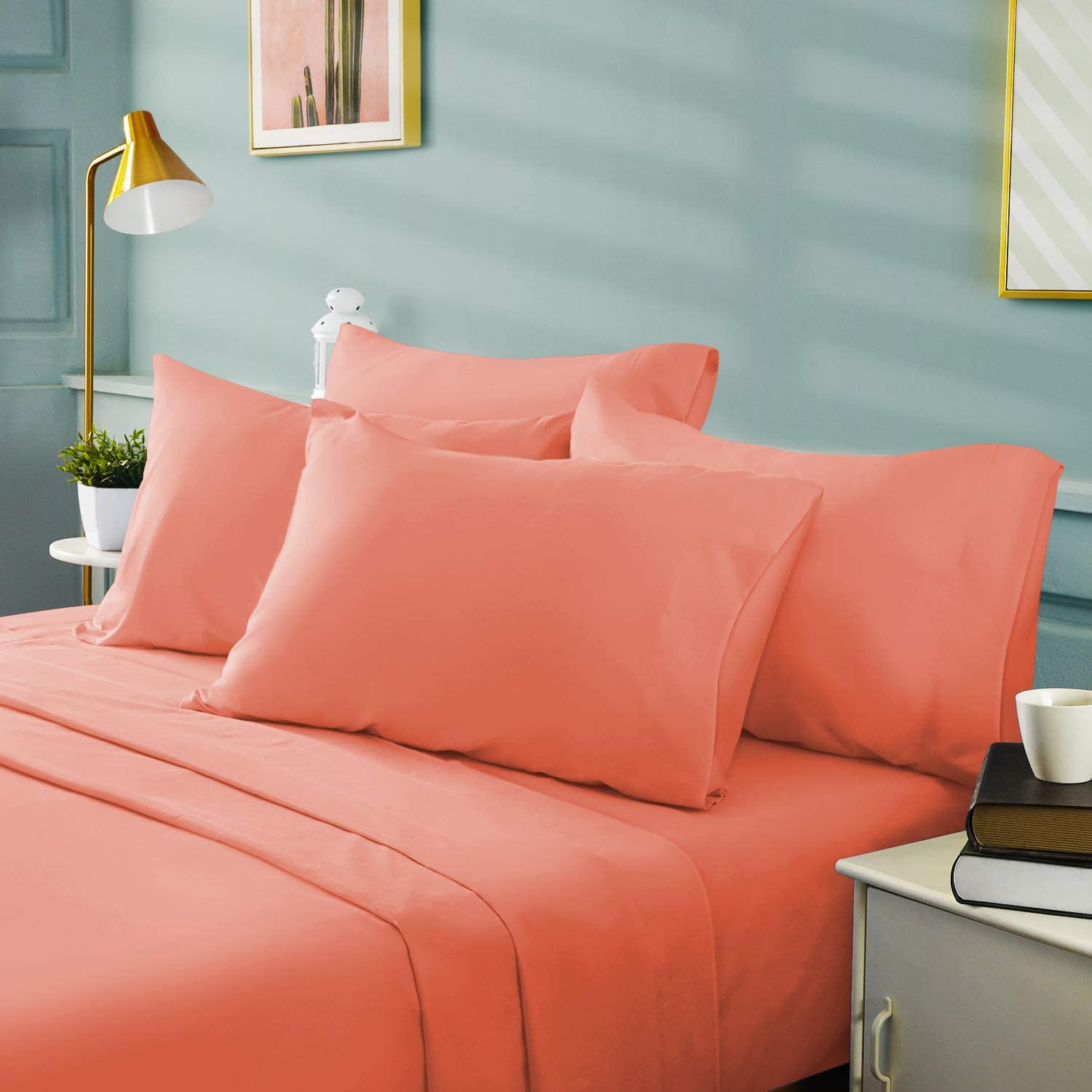 Bamboo 2200 Series 6pcs Brushed Microfiber Bed Sheet Set without Filling for Hotel