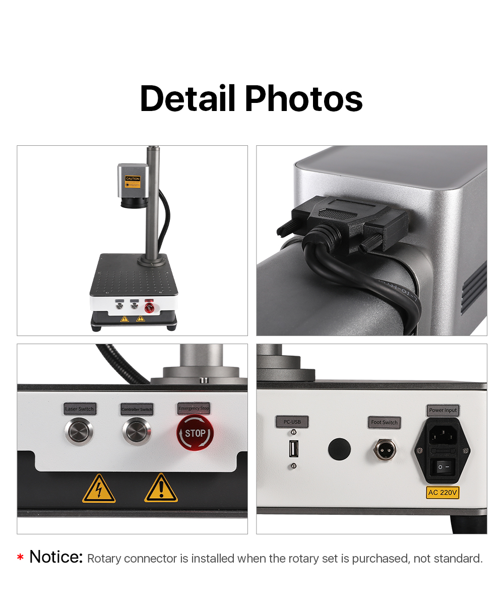 20W Portable Fiber Laser Marking Machine With Rotary Complimentary Worktable Rotating Head and Fixture Water Cooling 's