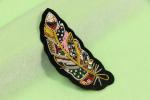Traditional India Wire Patch Leaf Shape Bullion Wire Velveteen Ground Patch For