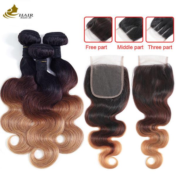 Buy cheap 1b 4/27 Curly Honey Blonde Brazilian Hair Extensions Ombre from wholesalers