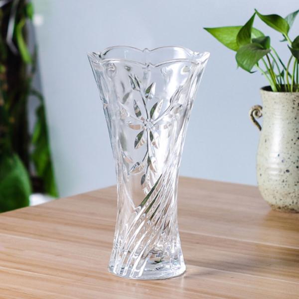 Buy cheap Thickened Wall Crystal Glass Vase , 10 Inch Tall Diamond Cut Glass Vase from wholesalers