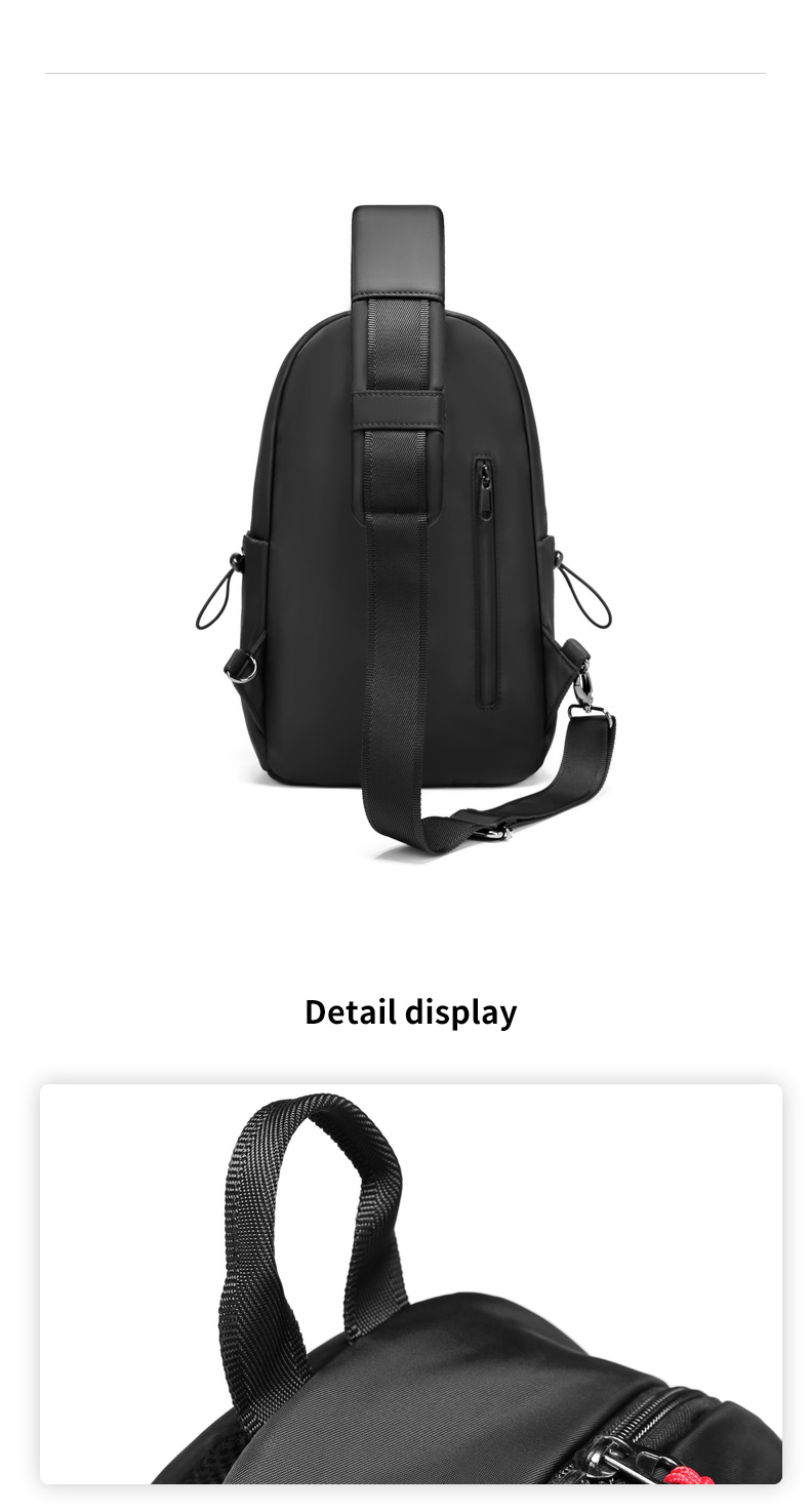 Fashionable Mens Tactical Shoulder Bags Mens Black Sling Bag Multi Compartment
