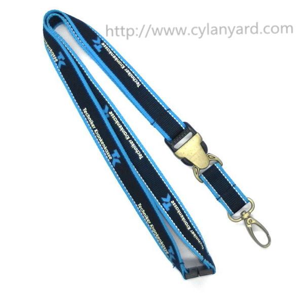 Quality quality promotional neck lanyards with metal buckle, metal release buckle badge lanyards, for sale