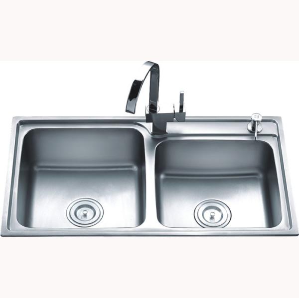 Buy cheap Above Counter Deep Drawn Stainless Steel Double Bowl Sink For Apartment from wholesalers