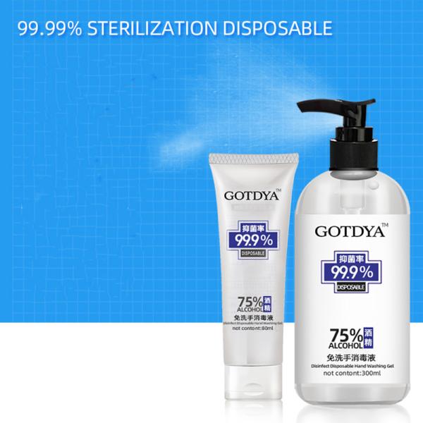 Disposable Hand Sanitizer With 75% Alcohol 80ML/300ML Waterless Anti-Bacteria