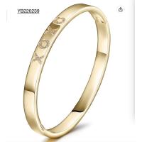 Buy cheap 5mm Width XOXO Alphabet Gold Rhinestone Bracelet Stainless Steel Snap Bangle product