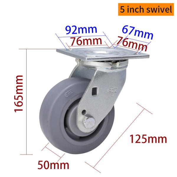 Buy cheap 125mm Heavy Duty Casters 5 Inch Swivel Casters With Brake 735-56 from wholesalers