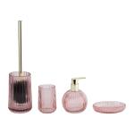 Pink Glass Bathroom Sets Pumpkin Shape Vertical Stripe Glass Lotion Dispenser