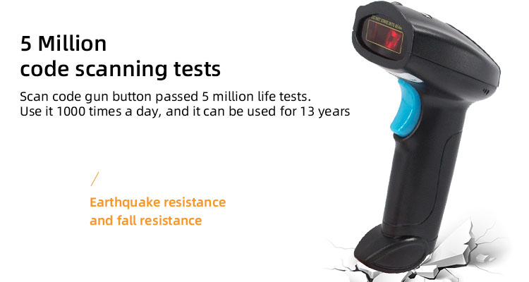 The scanning width 220mm 200mm Black Wireless Barcode Scanner with 2000mah Battery