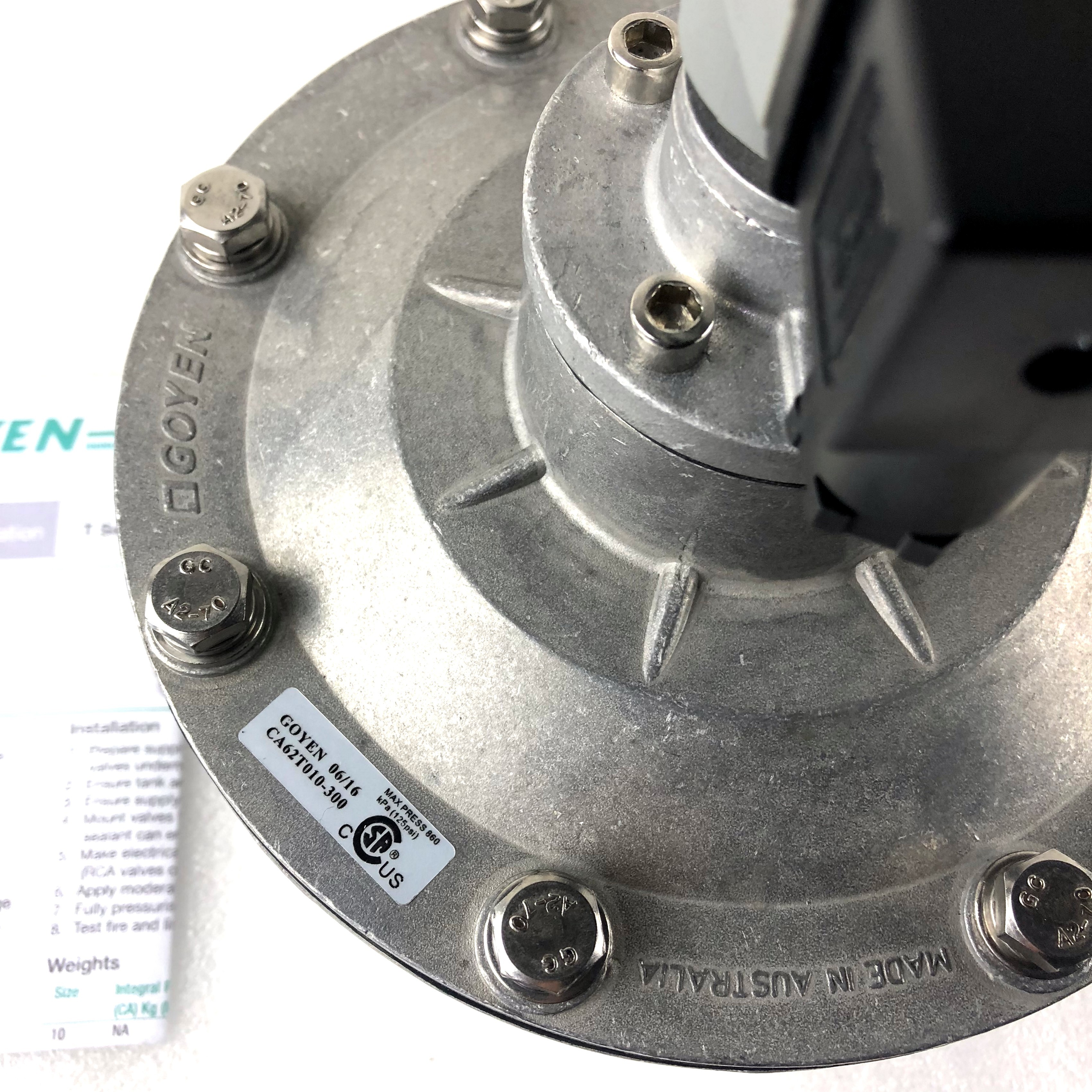 CA62T Pulse Jet Valve G2 1/2'' GOYEN 62mm Aluminum Diecast Body 5-125 Psi Pressure