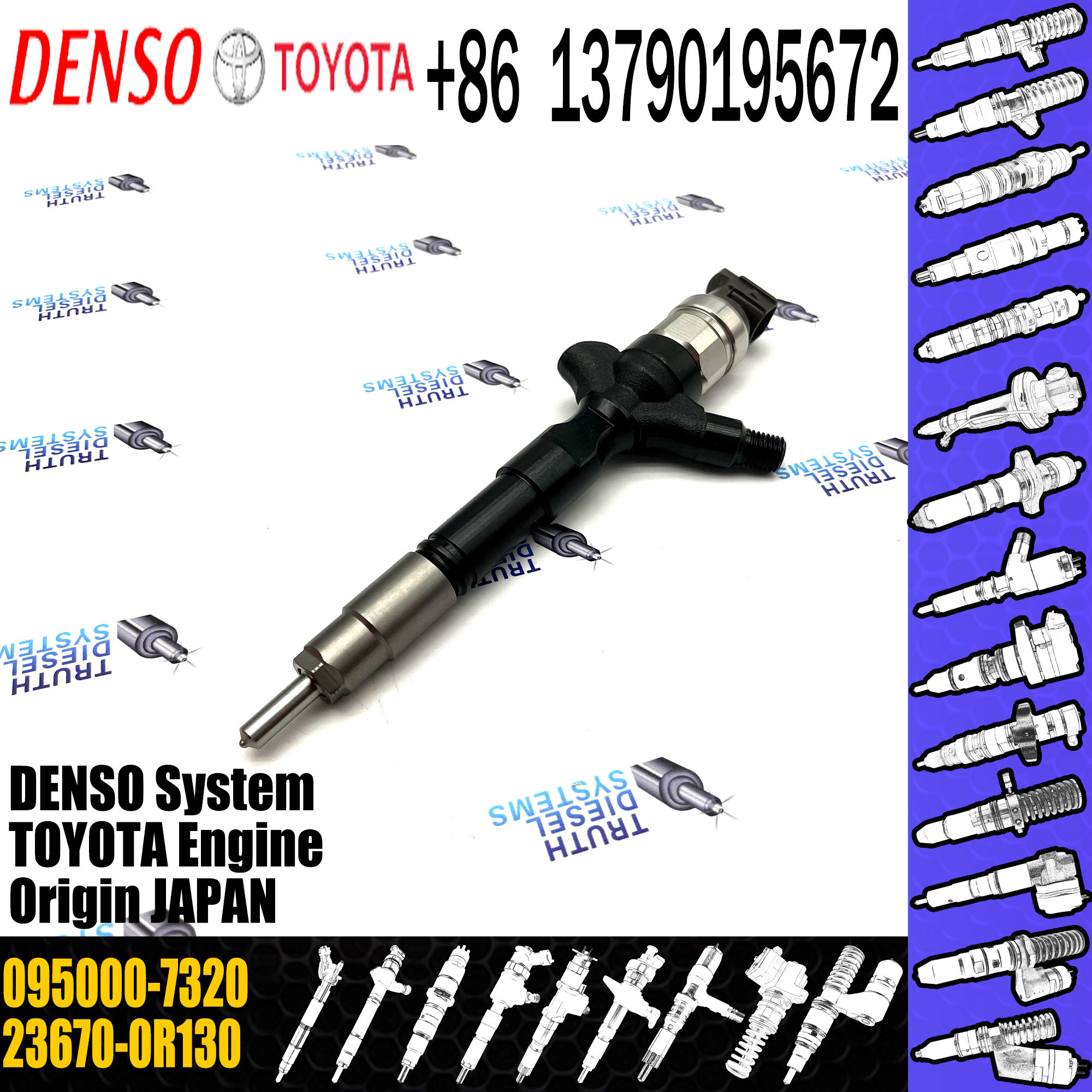 Fuel Injector 095000-7320 Common Rail Injection Nozzle 23670-0R130 For Toyota 1AD-FTV 2AD-FTV