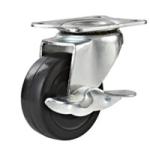 light duty 2.5" swivel industry rubber caster, 2" rubber caster, black rubber