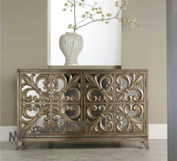Buy cheap Living Room Mirrored Tv Corner Unit Brass Gold Color Fashion Design from wholesalers