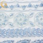 African Pale Blue 3D Embroidery Lace Fabric Handmade For Party Dresses