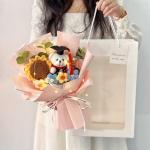 Graduation Bear Sunflower Knit Bouquet Set Creative Handmade Gift Yarn Flower
