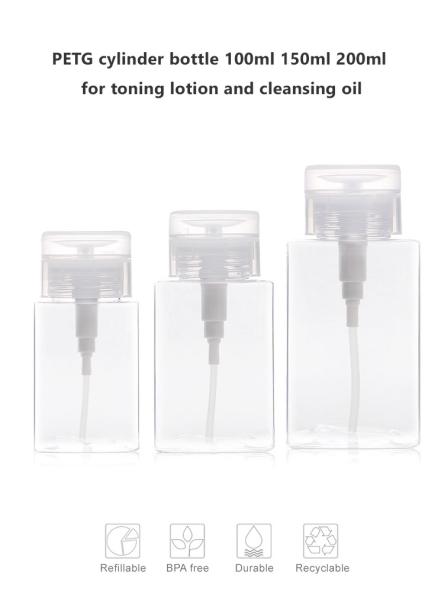 Buy cheap 100ml 150ml 200ml Plastic Pressure Bottle For Toner Lotion / Makeup Remover from wholesalers