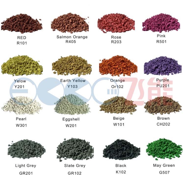 1mm 2mm EPDM Rubber Granules Flooring Surface Chips Poured Rubber Playground