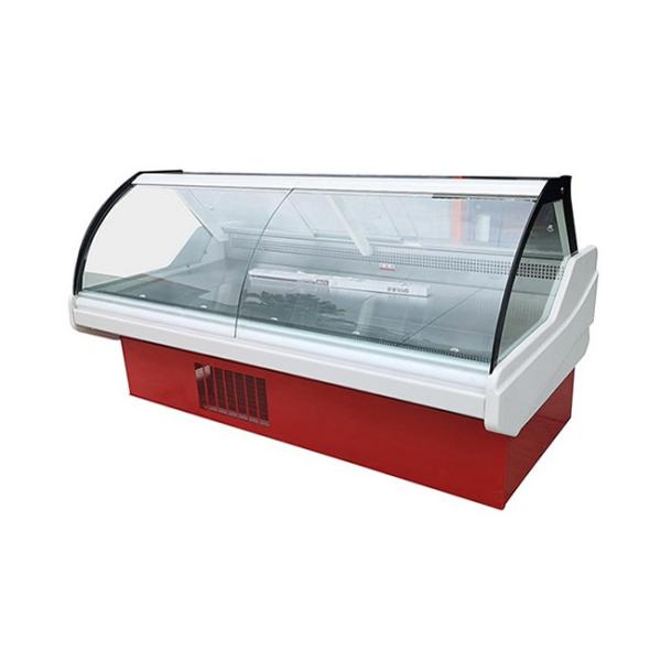 Buy cheap Supermarket Deli Cooler Showcase Refrigerated Serve Over Counter With Curved Glass Panel from wholesalers