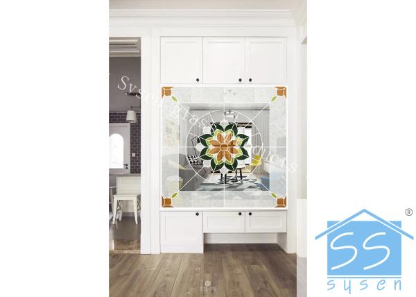 Buy cheap Float Clear Beveled Glass Window Panels , Brass Yellow Diamond Door Glass Panels from wholesalers