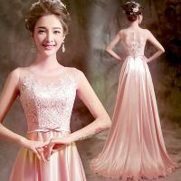 Buy cheap Pink Lace And Satin Sleeveless Slim Waist Gorgeous Evening Dress TSJY128 product